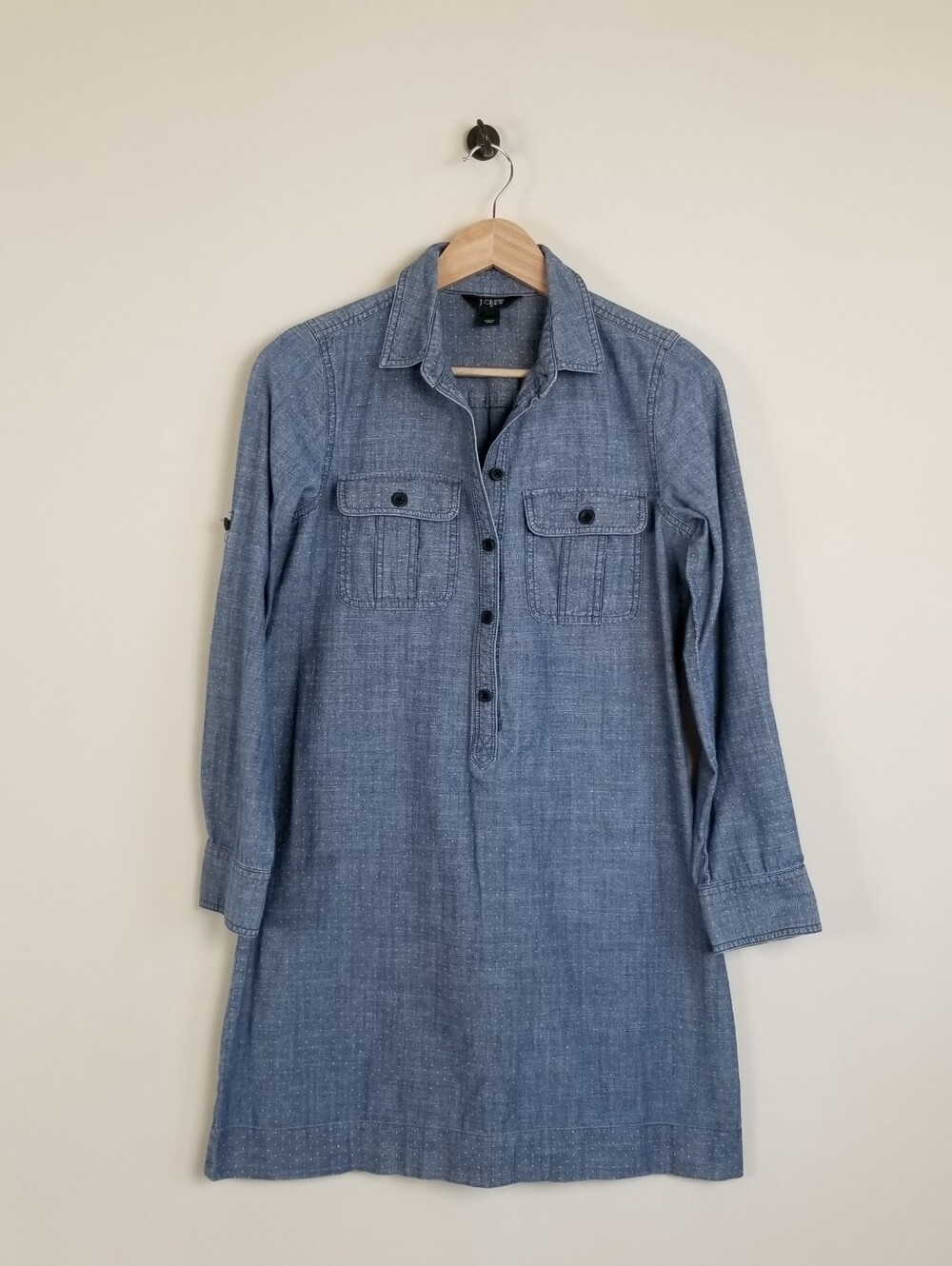 J Crew Polka Dot Chambray Dress Size XS